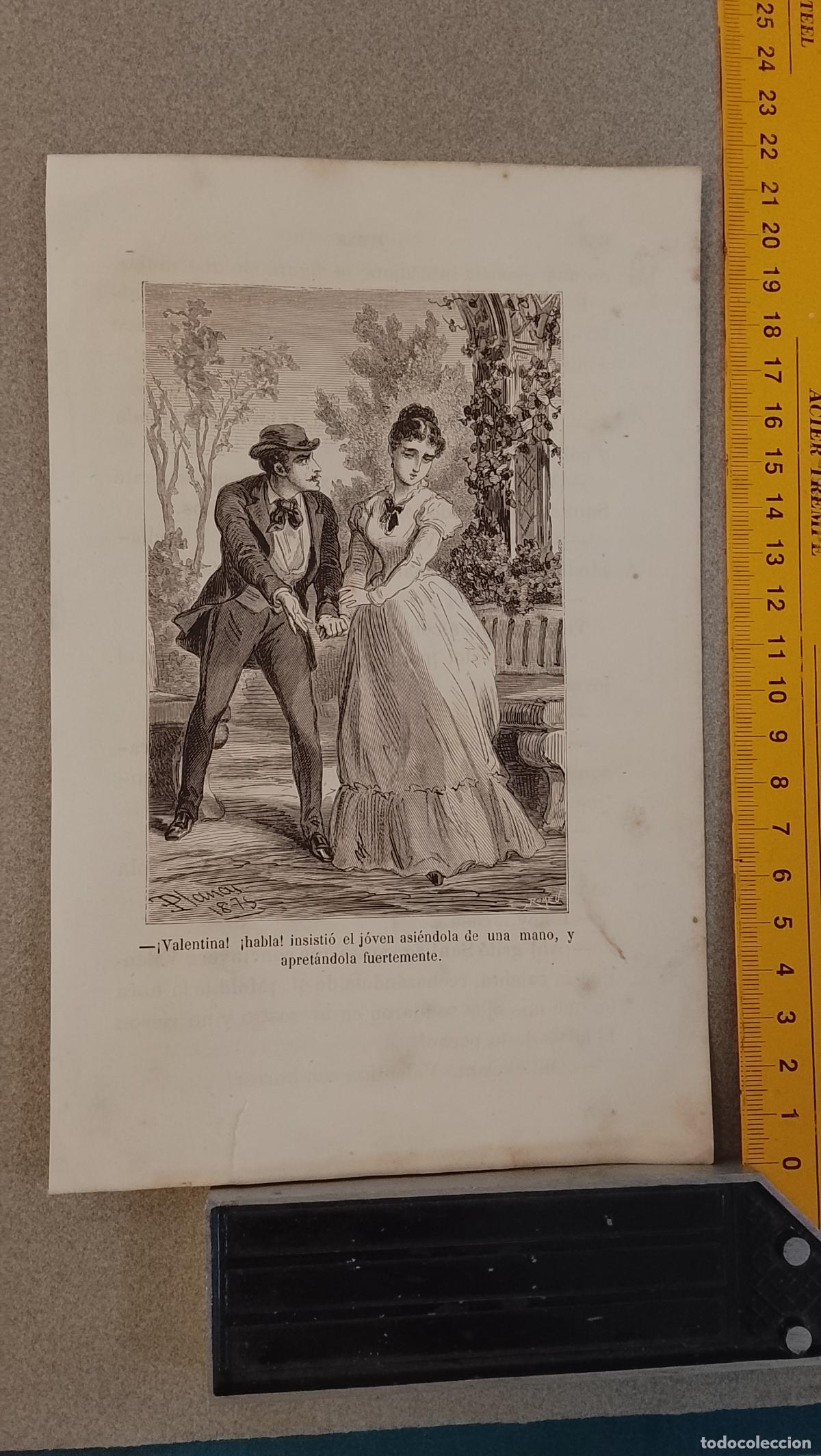 Arte: antiguo grabado romantico 1875 / 1880 ver fotos grabador
