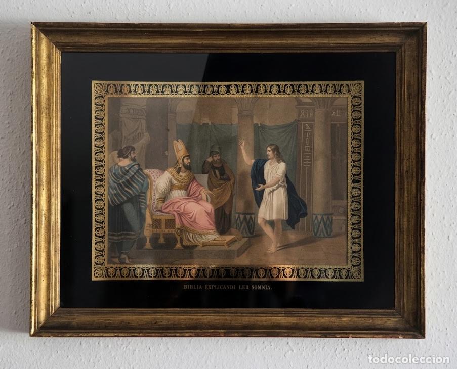 Arte: Antiguo Cuadro S. XIX Joseph Expliquant les Songes - Cristal Eglomis&eacute; / Verre &Eacute;glomis&eacute; - 66x53 cm