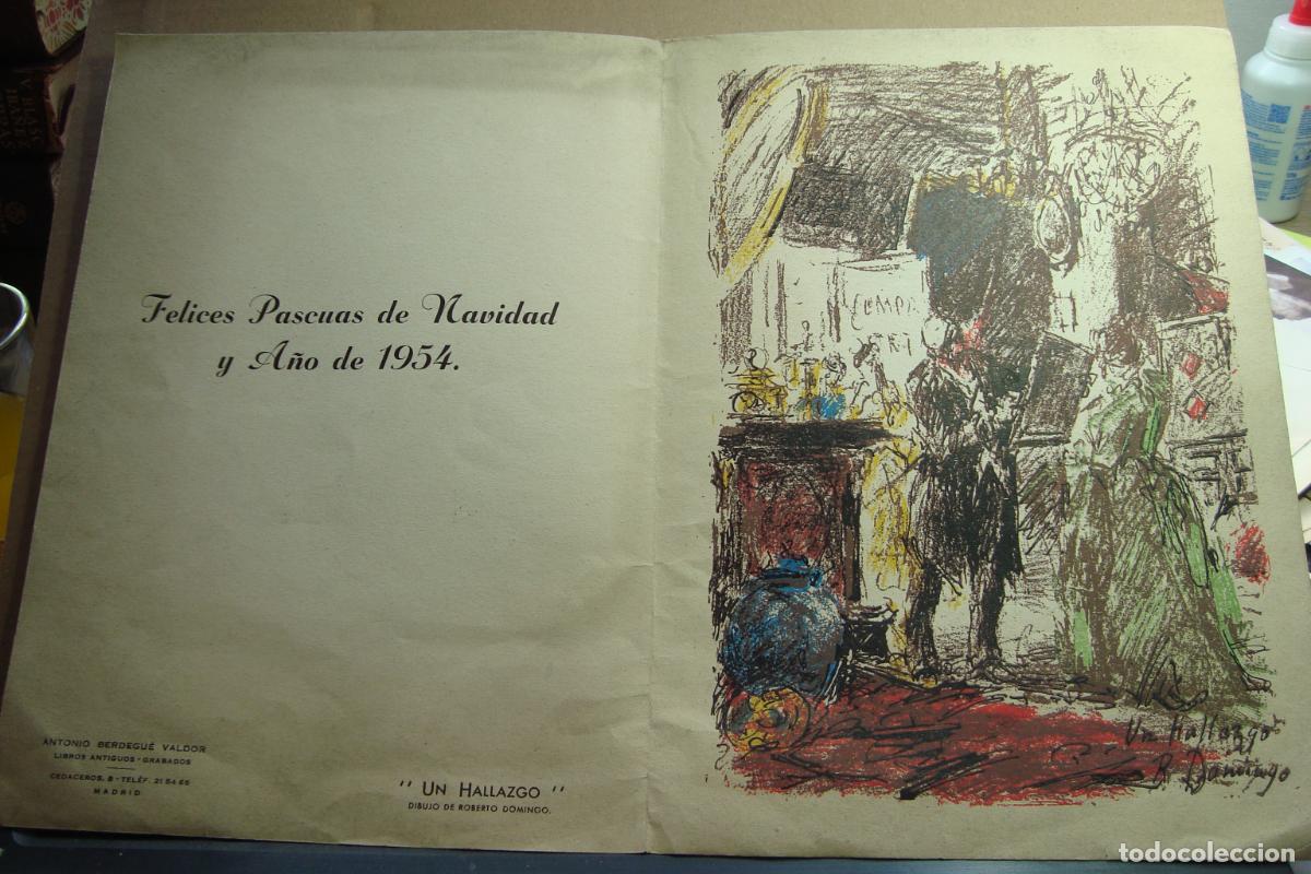 Arte: TARJETA NAVIDAD 1954. ANTONIO BERDEGU&Eacute; VALDOR. LIBRERO MADRID. DIBUJO ROBERTO DOMINGO FALLOLA?