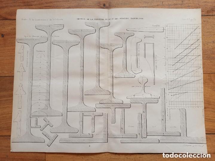 Arte: GRABADO TECNOLOG&Iacute;A S.XIX, HIERROS HERRERIA N.S DEL REMEDIO, BARCELONA, ORIGINAL MADRID,1877