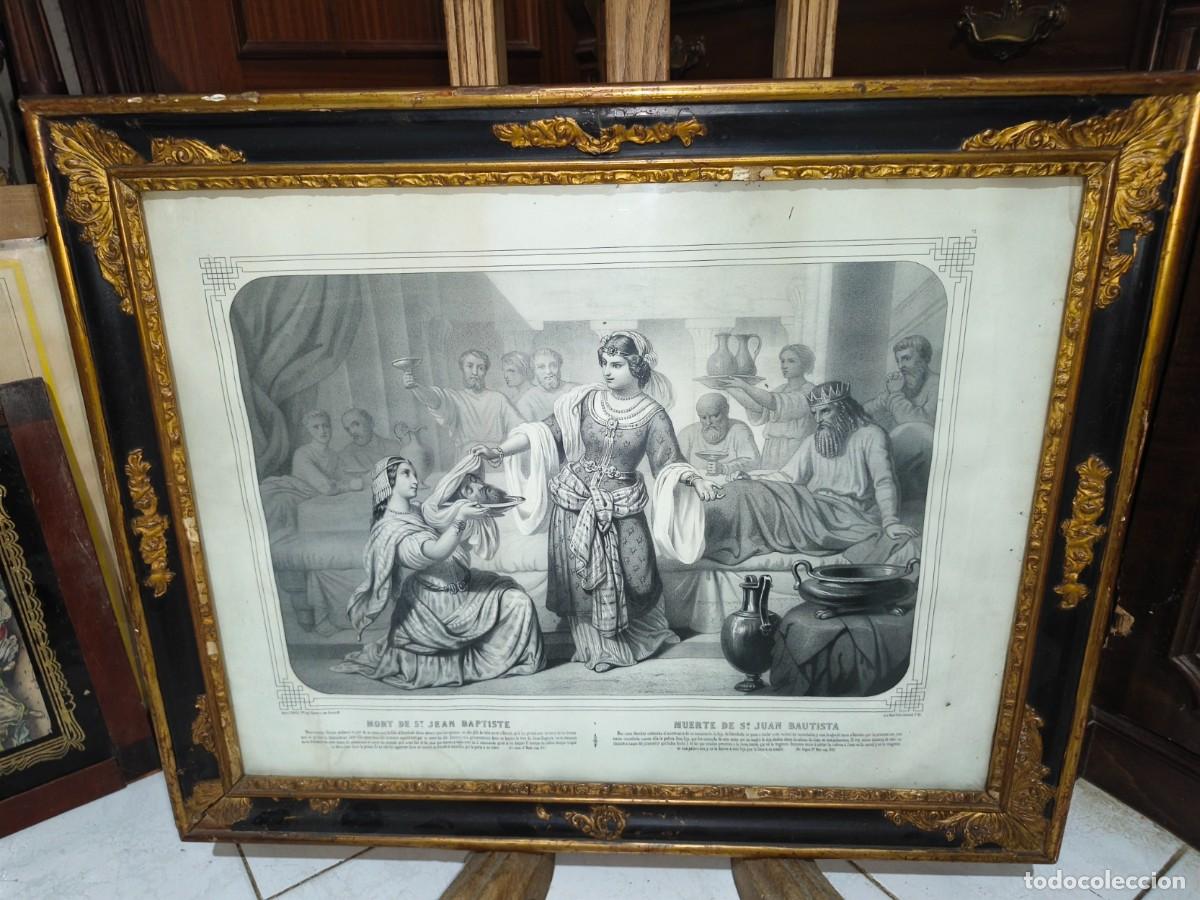 Arte: Grabado antiguo de &eacute;poca (siglo XIX) que representa la Muerte de San Juan Bautista..