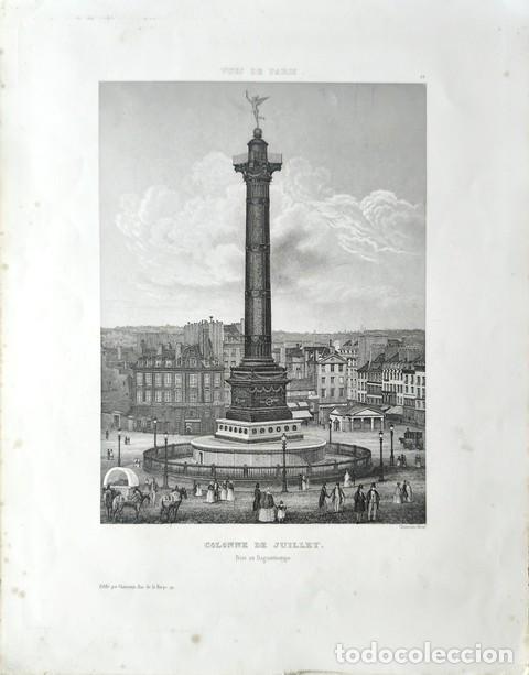 Arte: GRABADO ANTIGUO DE PARIS AL ACERO - COLONNE DE JUILLET - PRISE AN DAGUERROTYPE - G-ARTE-073