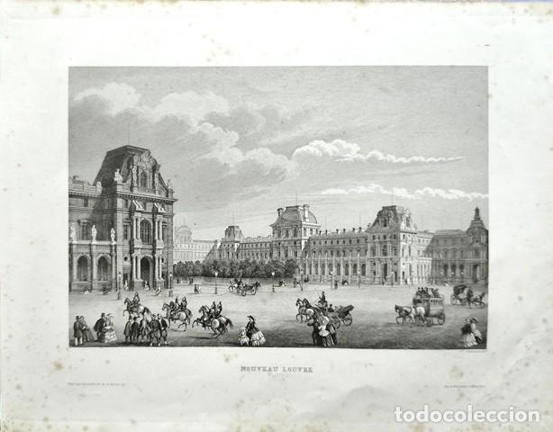 Arte: GRABADO ANTIGUO DE PARIS AL ACERO - NOUVEAU LOUVRE - PRISE AN DAGUERROTYPE - G-ARTE-074
