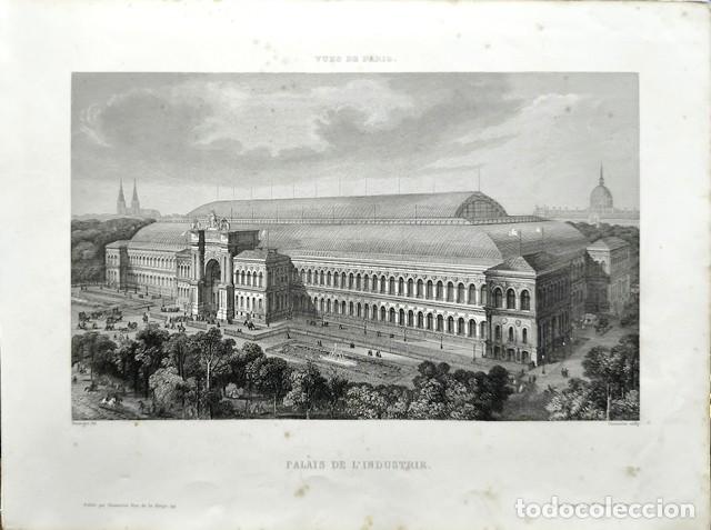 Arte: GRABADO ANTIGUO DE PARIS AL ACERO - FALAIS DE L'INDUSTRIE - PRISE AN DAGUERROTYPE - G-ARTE-075