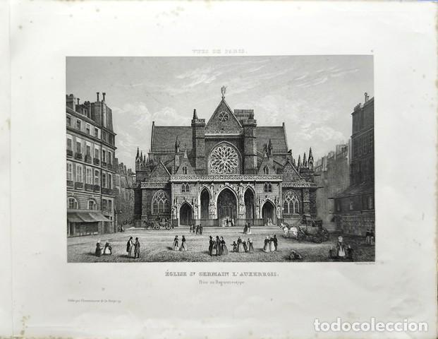 Arte: GRABADO ANTIGUO DE PARIS AL ACERO- EGLISE ST.GERMAIN L'AUXERROIS -PRISE AN DAGUERROTYPE - G-ARTE-076