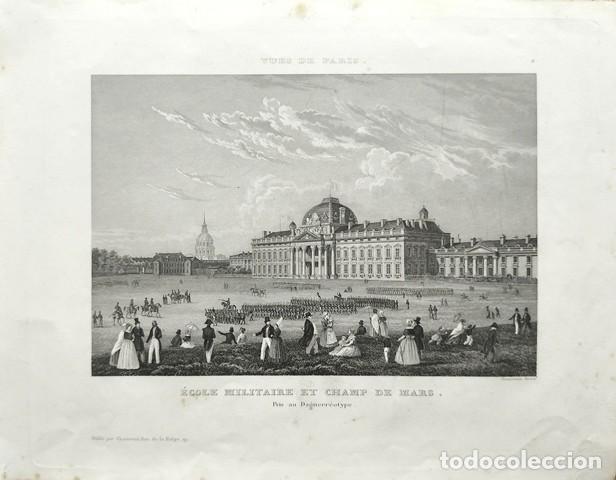 Arte: GRABADO ANTIGUO DE PARIS AL ACERO-ECOLE MILITAIRE ET CHAMP DE MARS- PRIS AN DAGUERROTYPE- G-ARTE-081