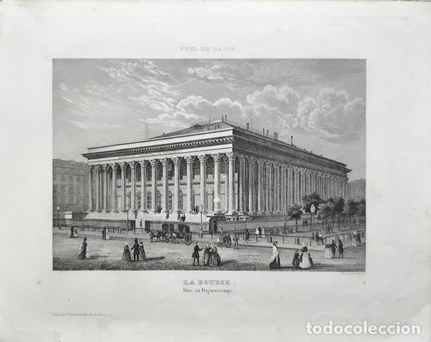 Arte: GRABADO ANTIGUO DE PARIS AL ACERO - LA BOURSE - PRIS AN DAGUERROTYPE - G-ARTE-084