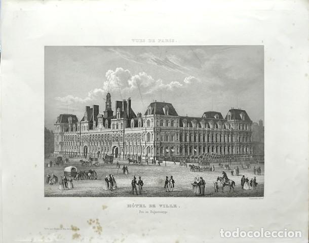Arte: GRABADO ANTIGUO DE PARIS AL ACERO - HOTEL DE VILLE - PRIS AN DAGUERROTYPE - G-ARTE-085