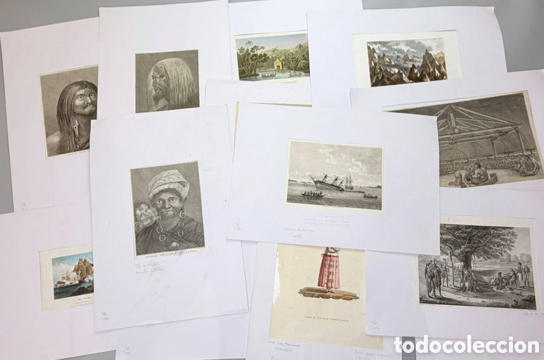 Arte: [Ocean&iacute;a][Canad&aacute;] Lote de 13 grabados XVIII-XIX [Micronesia] Colecci&oacute;n de grabados de ediciones Cook