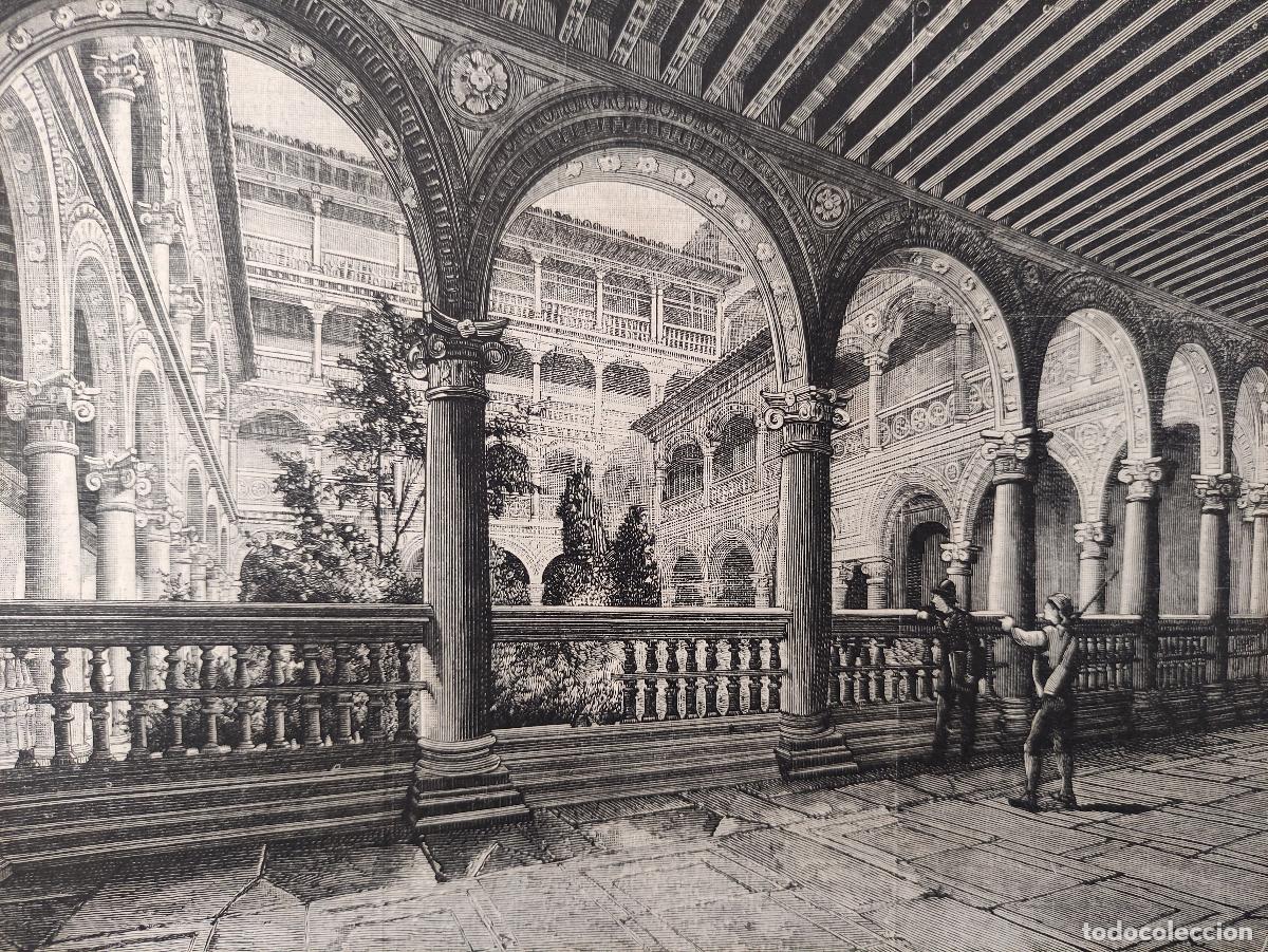 Arte: GRABADO. ESPA&Ntilde;A. GUADALAJARA. LUPIANA. MONASTERIO DE SAN BARTOLOME. CLAUSTRO. ARQUITECTURA. EDIFICIO