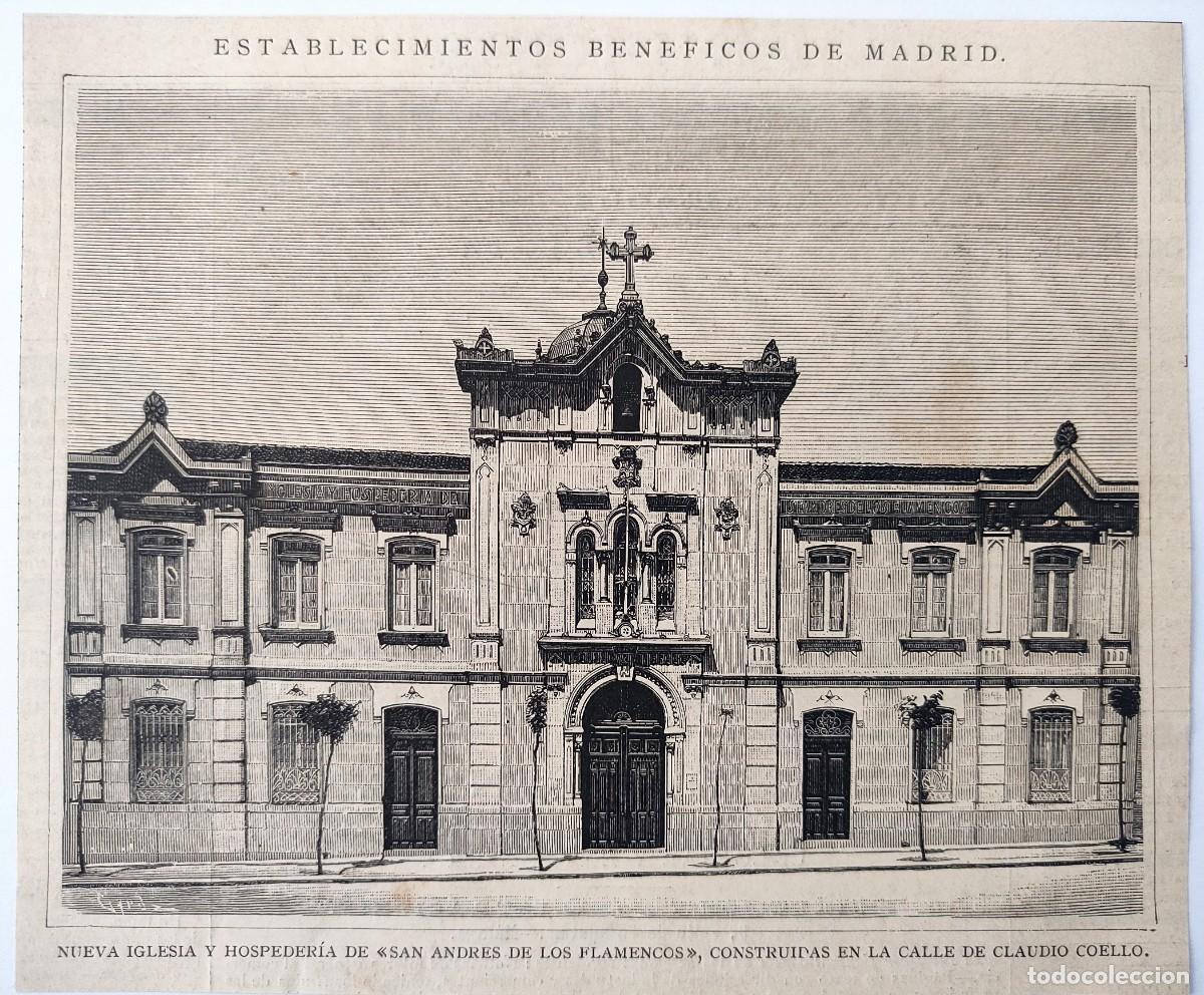 Arte: GRABADO. ESPA&Ntilde;A. MADRID. IGLESIA SAN ANDRES DE LOS FLAMENCOS. ACTUAL FUNDACION CARLOS AMBERES.