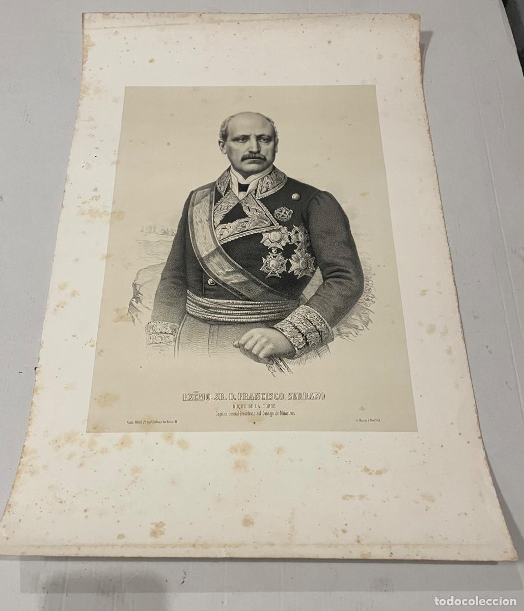 Arte: ANTIGUA LITOGRAFIA S.XIX - EXCMO. SR. D. FRANCISCO SERRANO DUQUE DE LA TORRE , CAPITAN GENERAL PRESI