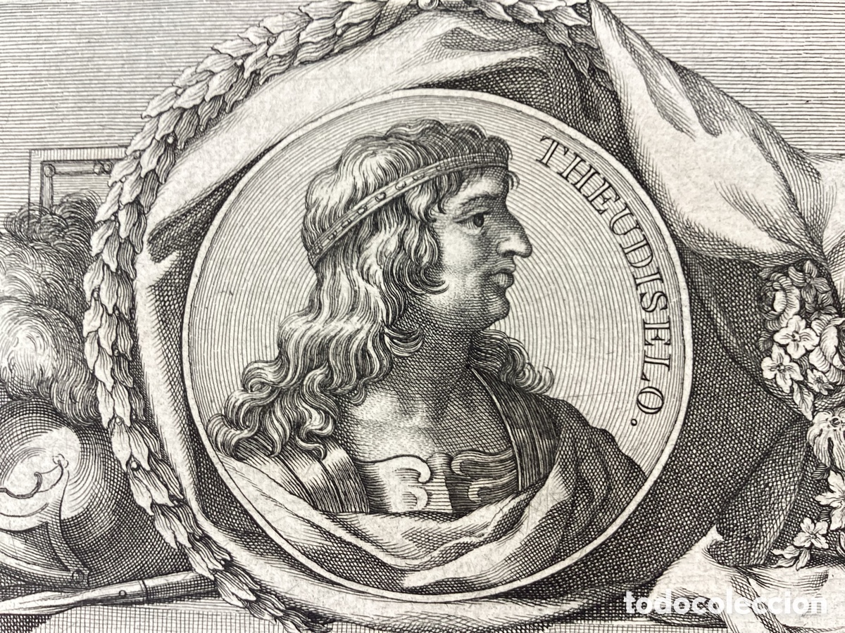 Arte: Grabado original Reyes Visigodos &ldquo;THEUDISELO&rdquo; - Foto 2