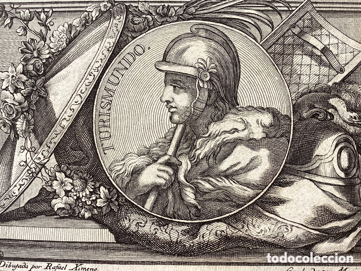 Arte: Grabado original Reyes Visigodos &ldquo;TURISMUNDO&rdquo; - Foto 2