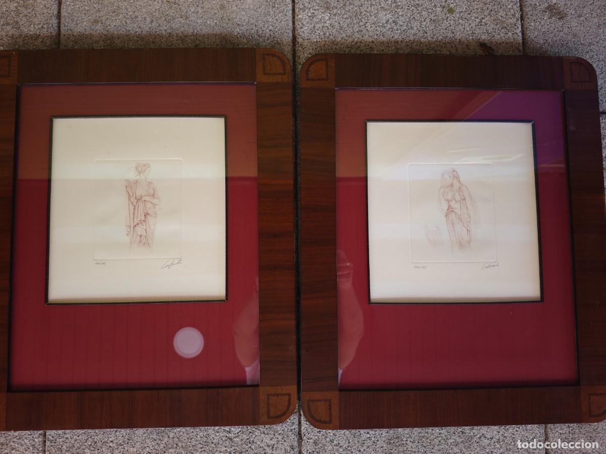 Arte: Pareja de Aguafuertes Originales de As&iacute;s Lafuente &ndash; Serie Musas de la Grecia Cl&aacute;sica y Coleccionismo