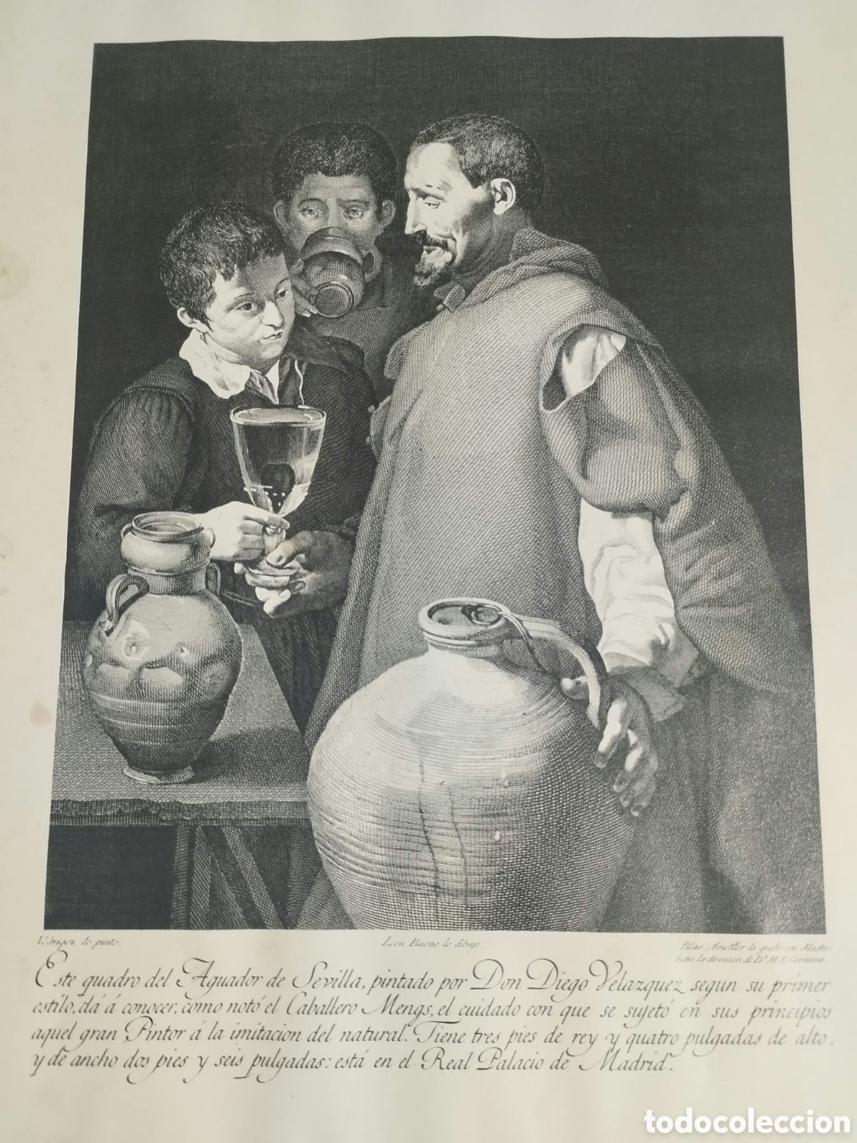 Arte: Grabado Calcogr&aacute;fico titulado El aguador de Sevilla.