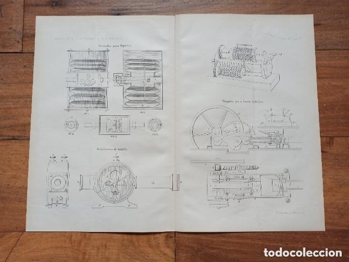 Arte: GRABADO TECNOLOG&Iacute;A S.XIX, CONTADOR L&Iacute;QUIDOS, ARINTOMETRO, GONIOMETRO, ORIGINAL MADRID,1878.