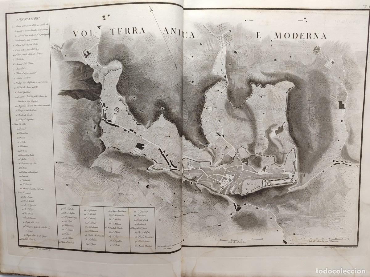 Arte: Plano de Volterra antica e moderna. Antichi monumenti Italia. Giuseppe Micali. 1810. Tavole I