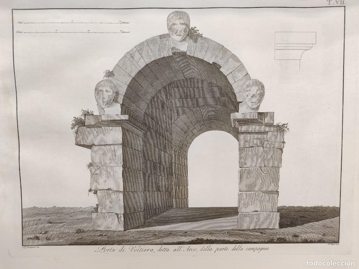 Arte: Puerta de Volterra. Antichi monumenti Italia. Giuseppe Micali. 1810. Tavole VII de Feoli.
