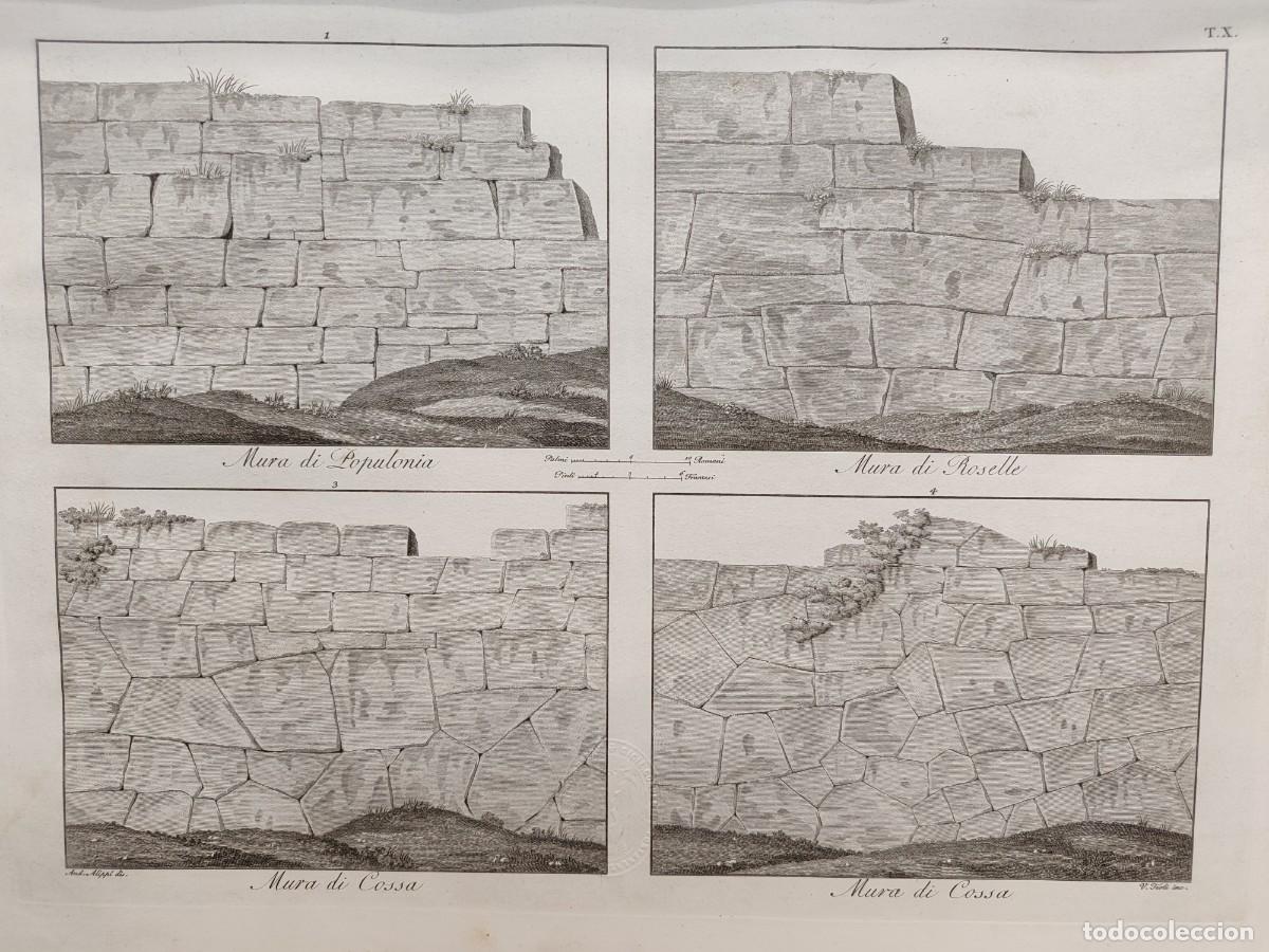 Arte: Muros etruscos. Antichi monumenti Italia. Giuseppe Micali. 1810. Tavole X de Feoli.