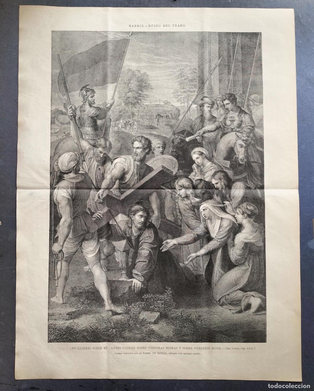 Arte: EL PASMO DE SICILIA O CA&Iacute;DA DEL CALVARIO POR RAPHAEL SANCIO - XILOGRAF&Iacute;A DE RAPHAEL VR BINAS S. XIX
