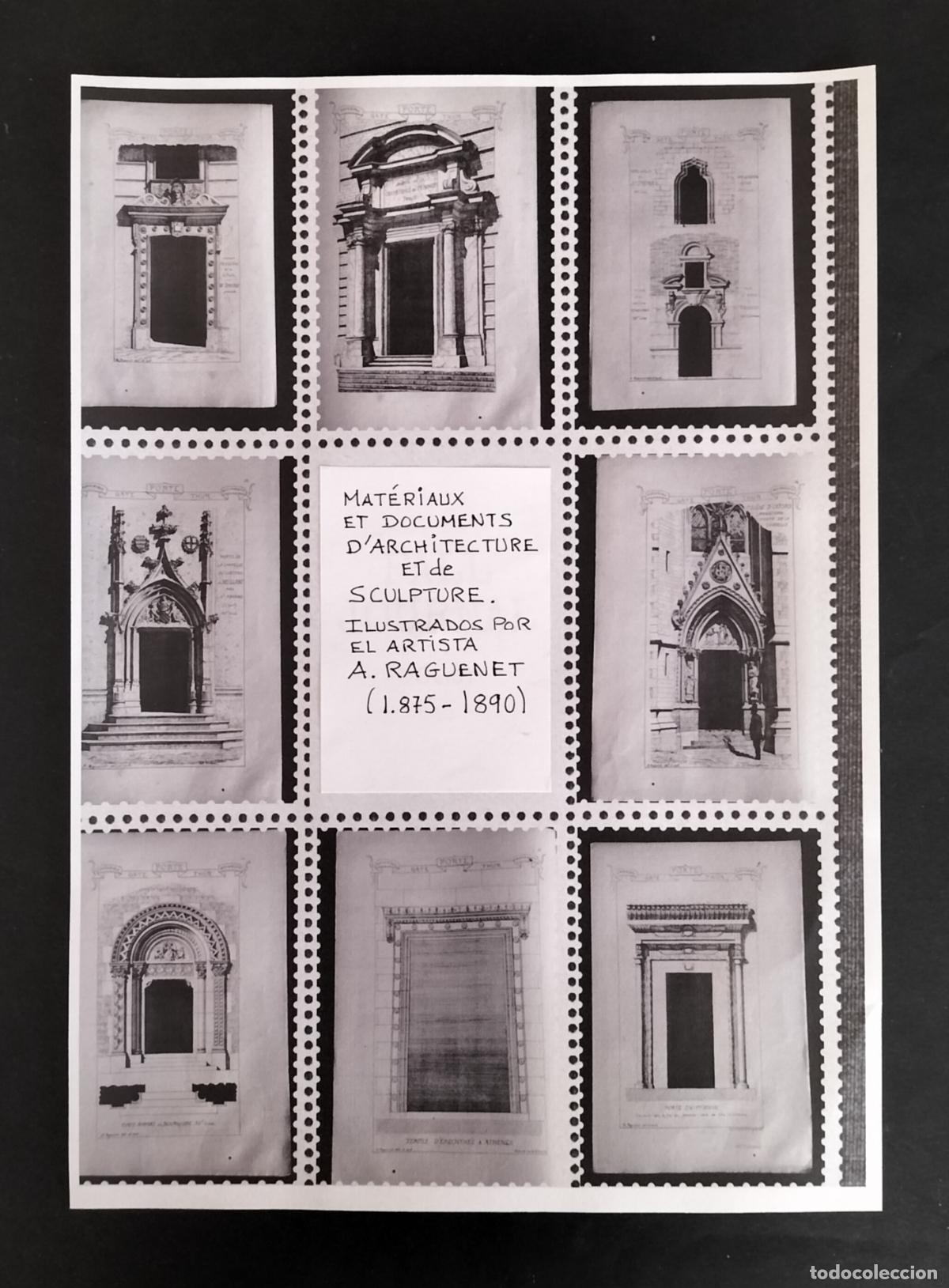 Arte: 8 GRABADOS ARQUITECT&Oacute;NICOS ANTIGUOS ORIGINALES (A. RAGUENET 1875-1890 PUERTAS Y MONUMENTOS DEL MUNDO