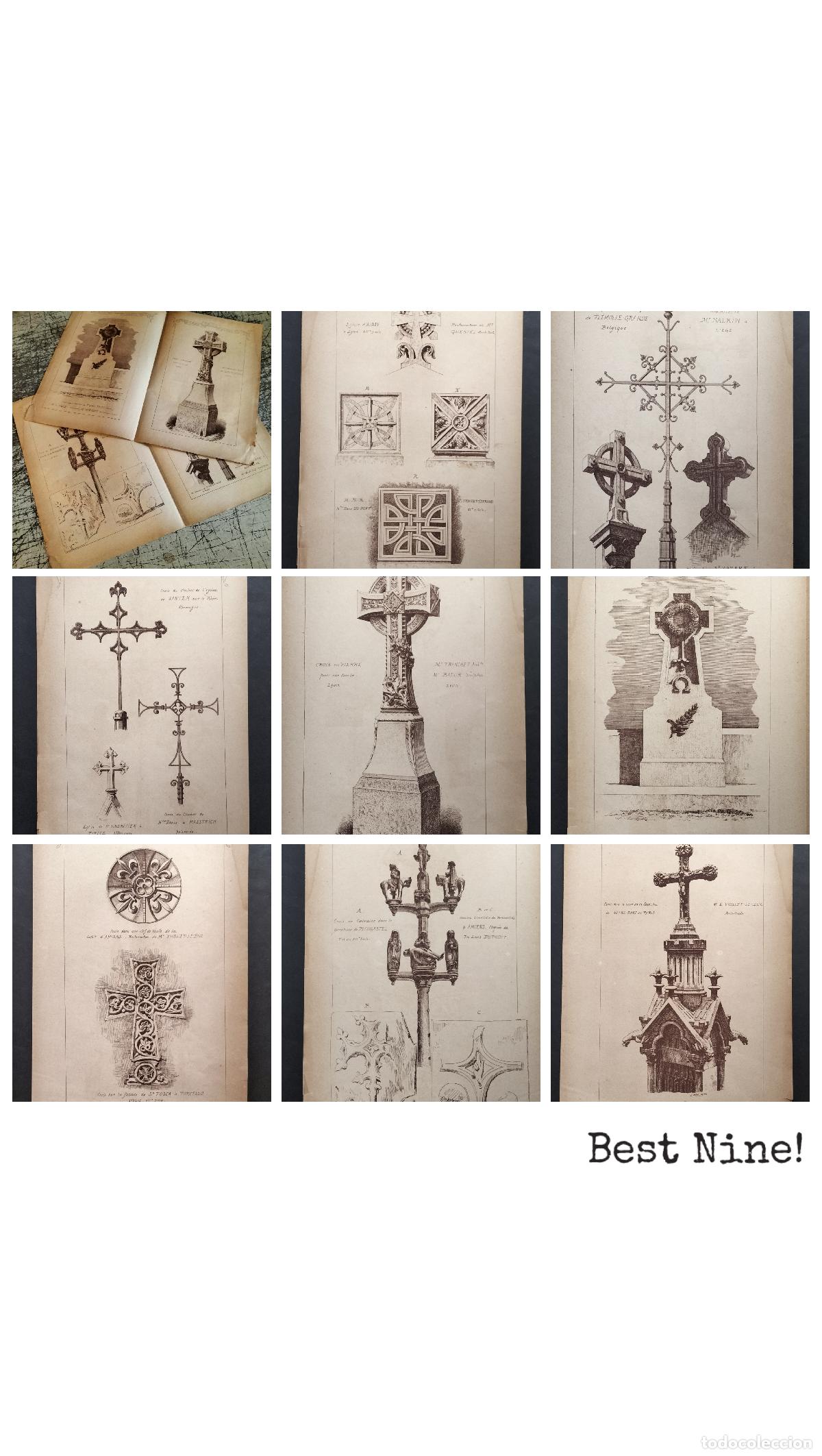 Arte: 8 GRABADOS ARQUITECT&Oacute;NICOS ANTIGUOS ORIGINALES (A. RAGUENET 1875-1890 CRUCES ARQUITECT&Oacute;NICAS.