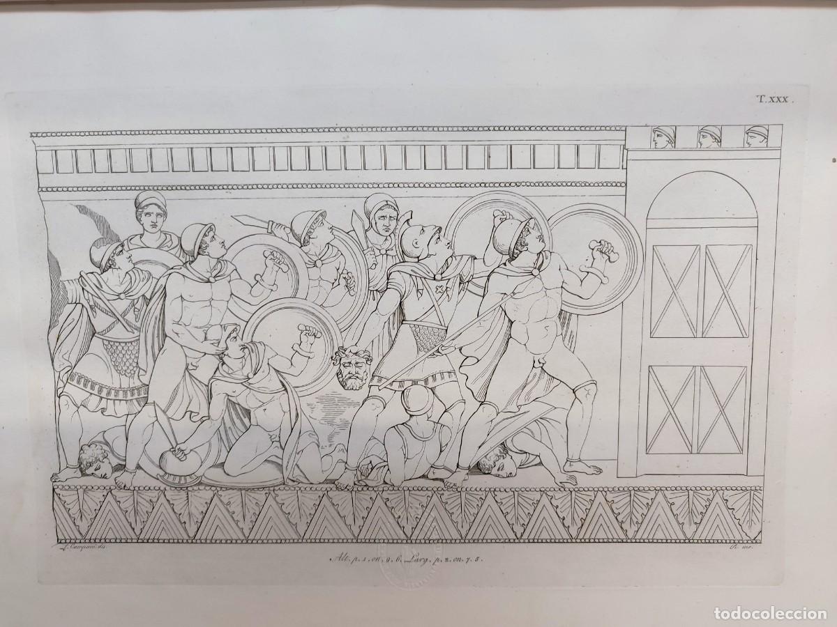 Arte: La batalla en Tebas. Antichi monumenti Italia. Giuseppe Micali. 1810. Tavole XXX. Campani.