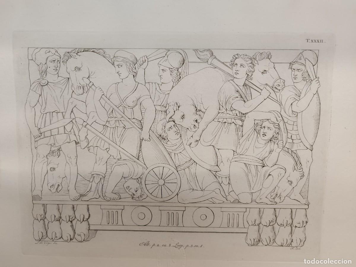 Arte: Vuelco de una quadriga. Antichi monumenti Italia. Giuseppe Micali. 1810. Tavole XXXII. Vegni.