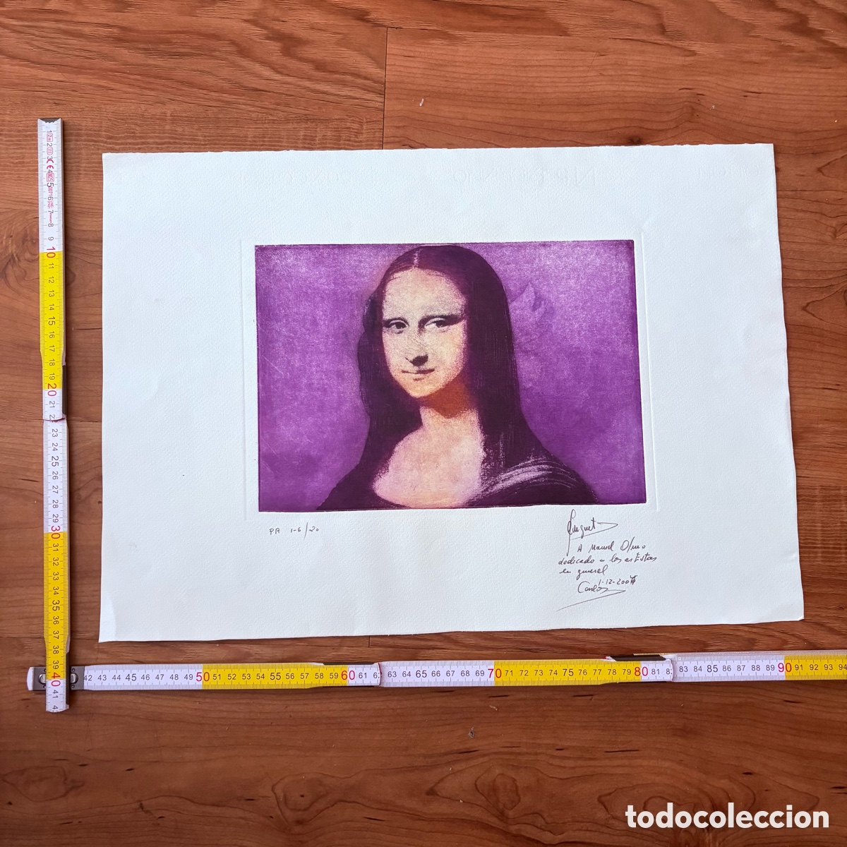 Arte: grabado Carlos Serneguet Juli&aacute; Gioconda Mona Lisa firmado prueba de artista 2007