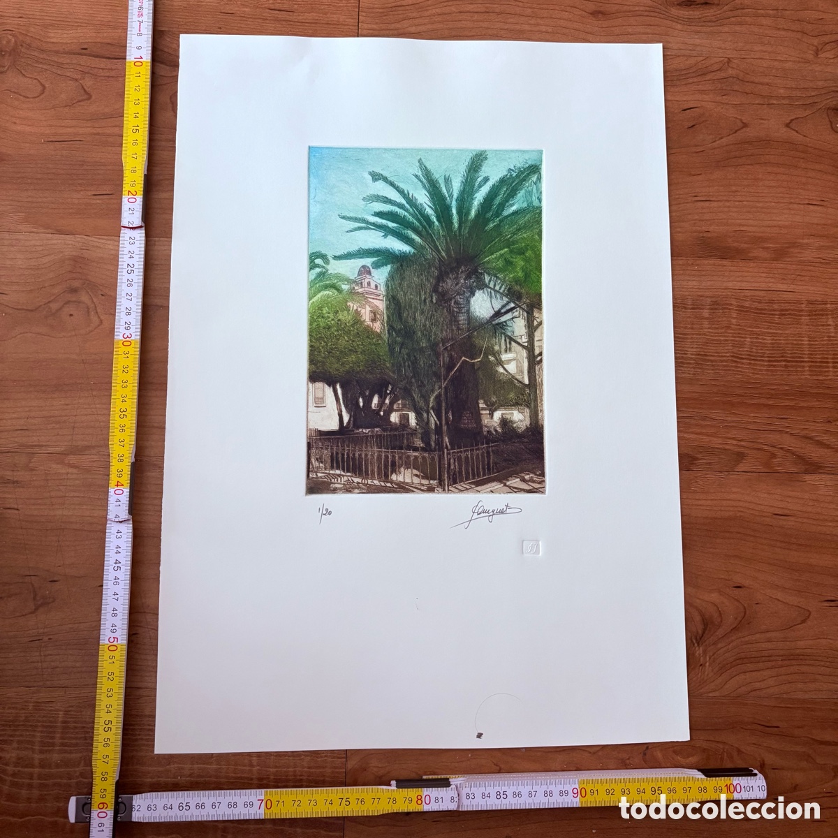 Arte: grabado Carlos Serneguet Juli&aacute; paisaje Valencia firmado numerado 1/20