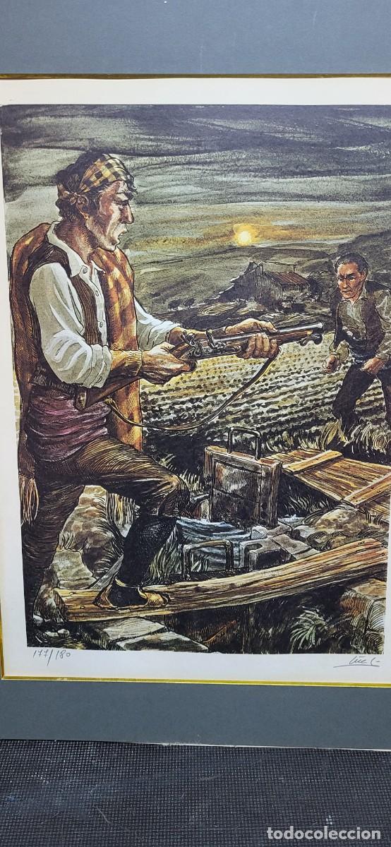 Arte: Litograf&iacute;a Original Luis Garc&iacute;a Mozos - Escena de Bandoleros. Numerada 177/180. Impecable