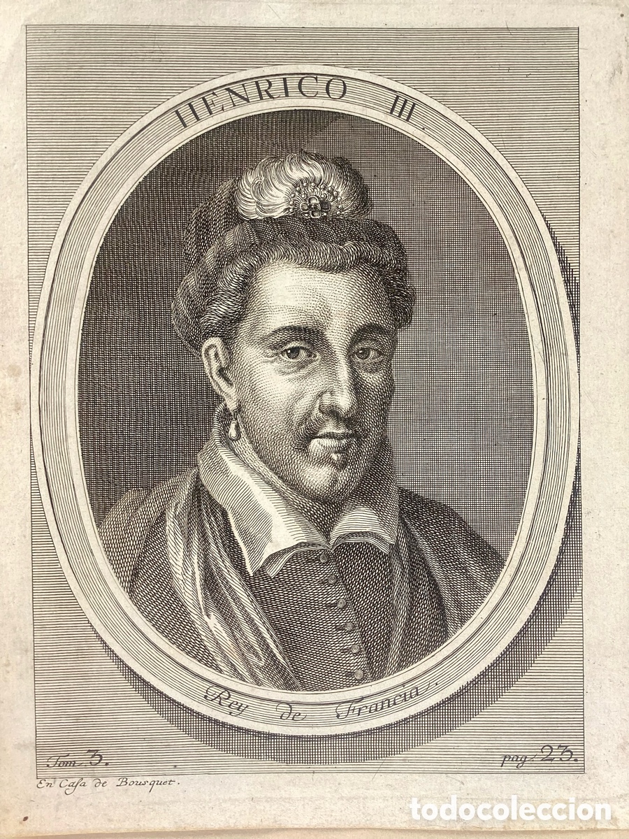 Arte: Grabado original HERICO III Rey de Francia .