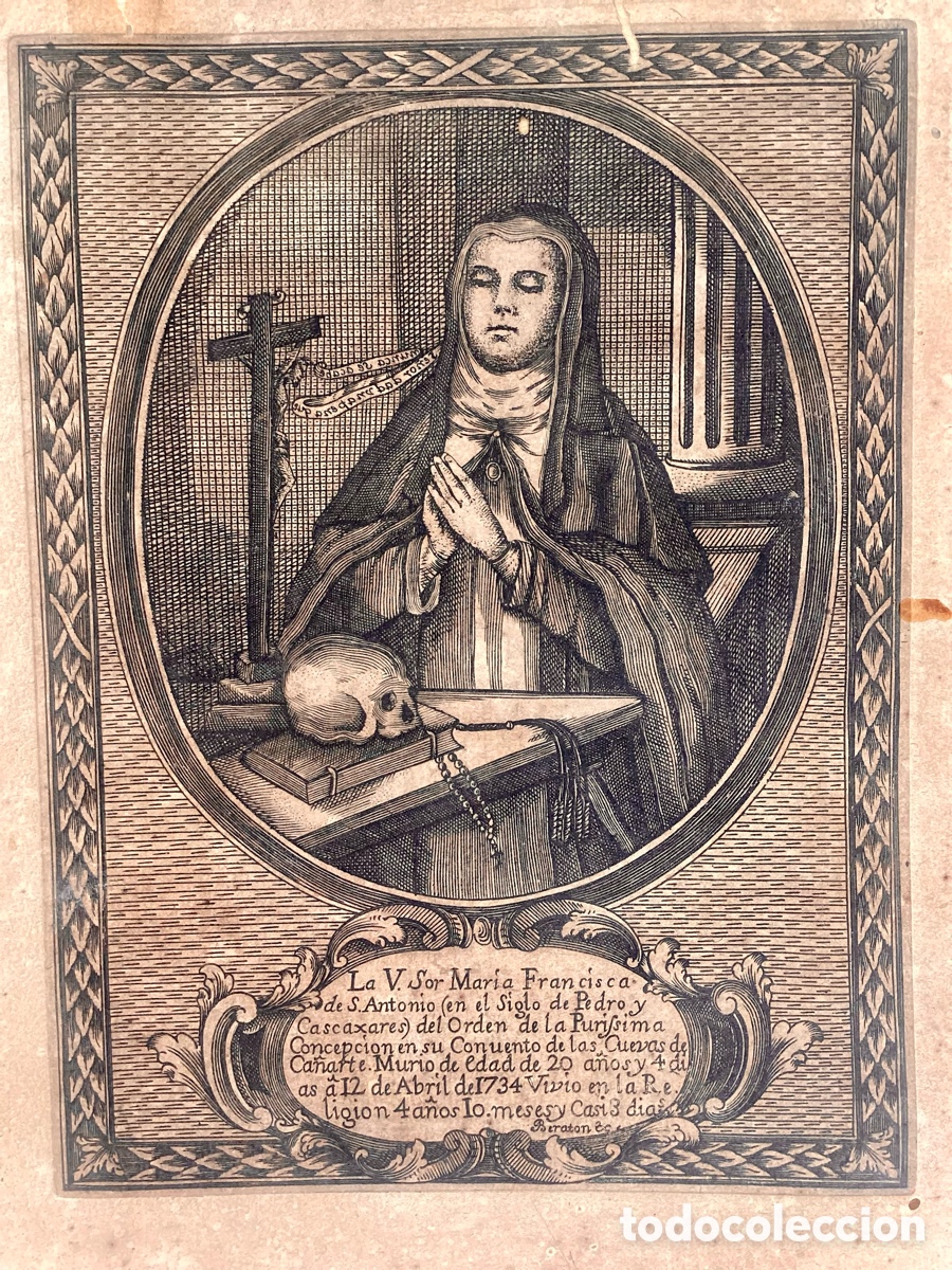 Arte: Grabado original de Sor Mar&iacute;a Francisca de San Antonio.