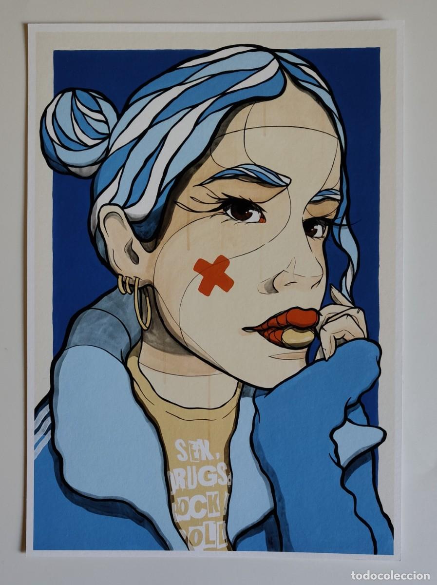 Arte: El Bocho (1978). Sex, Drugs & Rock'n Roll, glic&eacute;e firmado a mano y num,