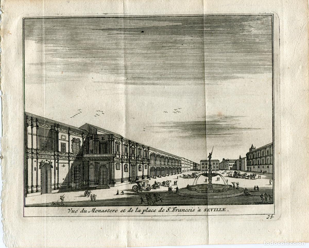Arte: Plaza de San Francisco de Sevilla - Grabado original Van der Aa - 1715