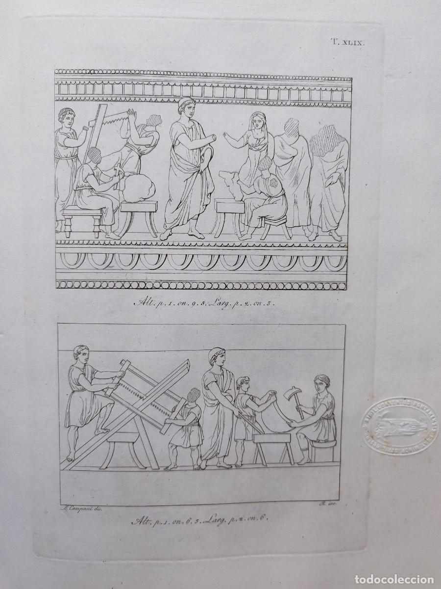 Arte: Construcci&oacute;n de la nave Argo. Antichi monumenti Italia. G. Micali. 1810. Tavole XLIX. Campani.