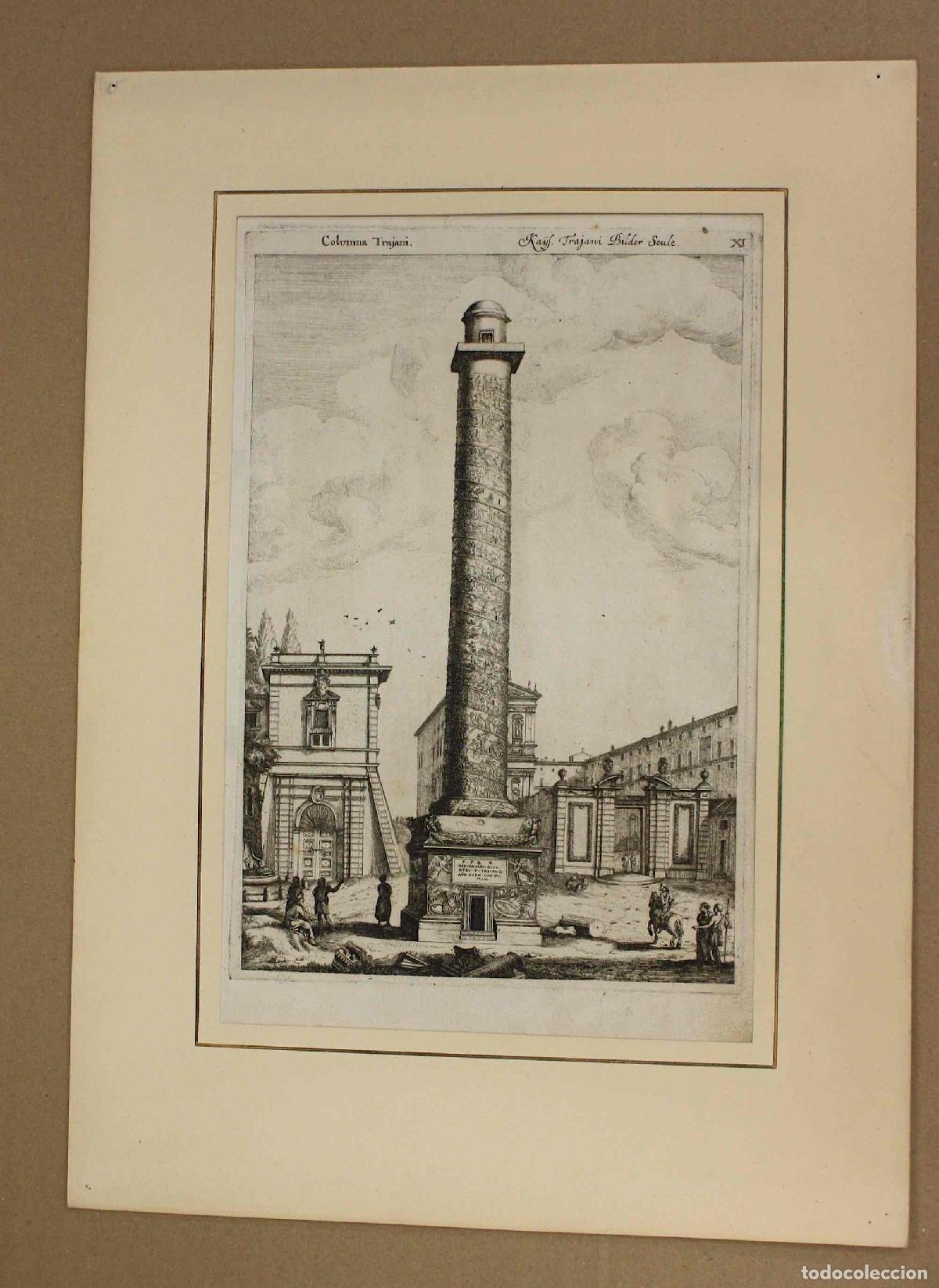 Arte: GRABADO CALCOGRAFICO COLUMNA TRAJANO, ROMA. ITALIA. S. XVIII