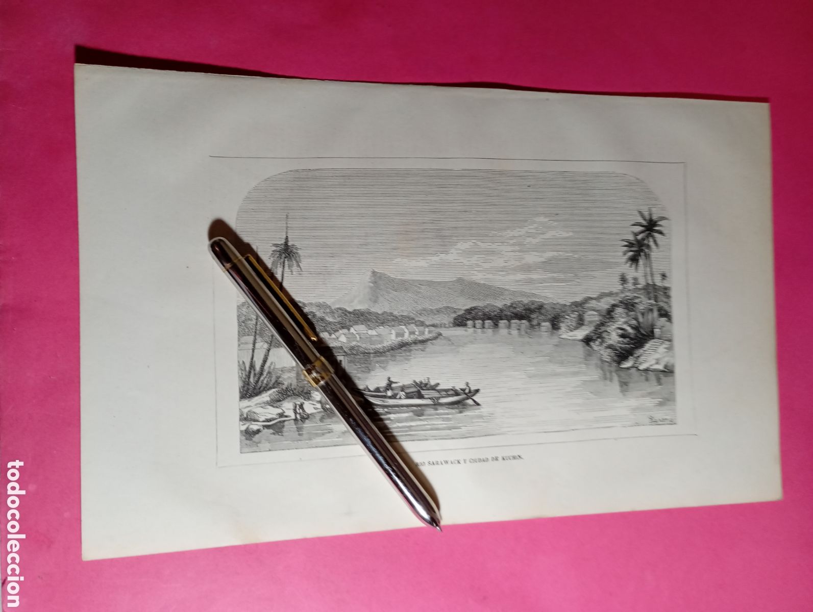 Arte: BORNEO RIO SARAWACK, CIUDAD DE KUCHIN - B/N FIN XIX INICIO XXA