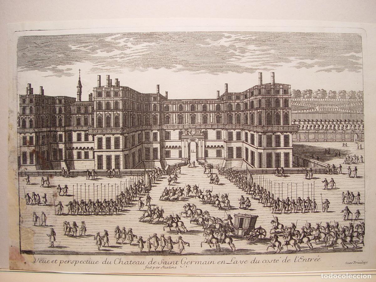 Arte: Castillo de Saint-Germain-en-Laye - Grabado original de Aveline, h. 1687