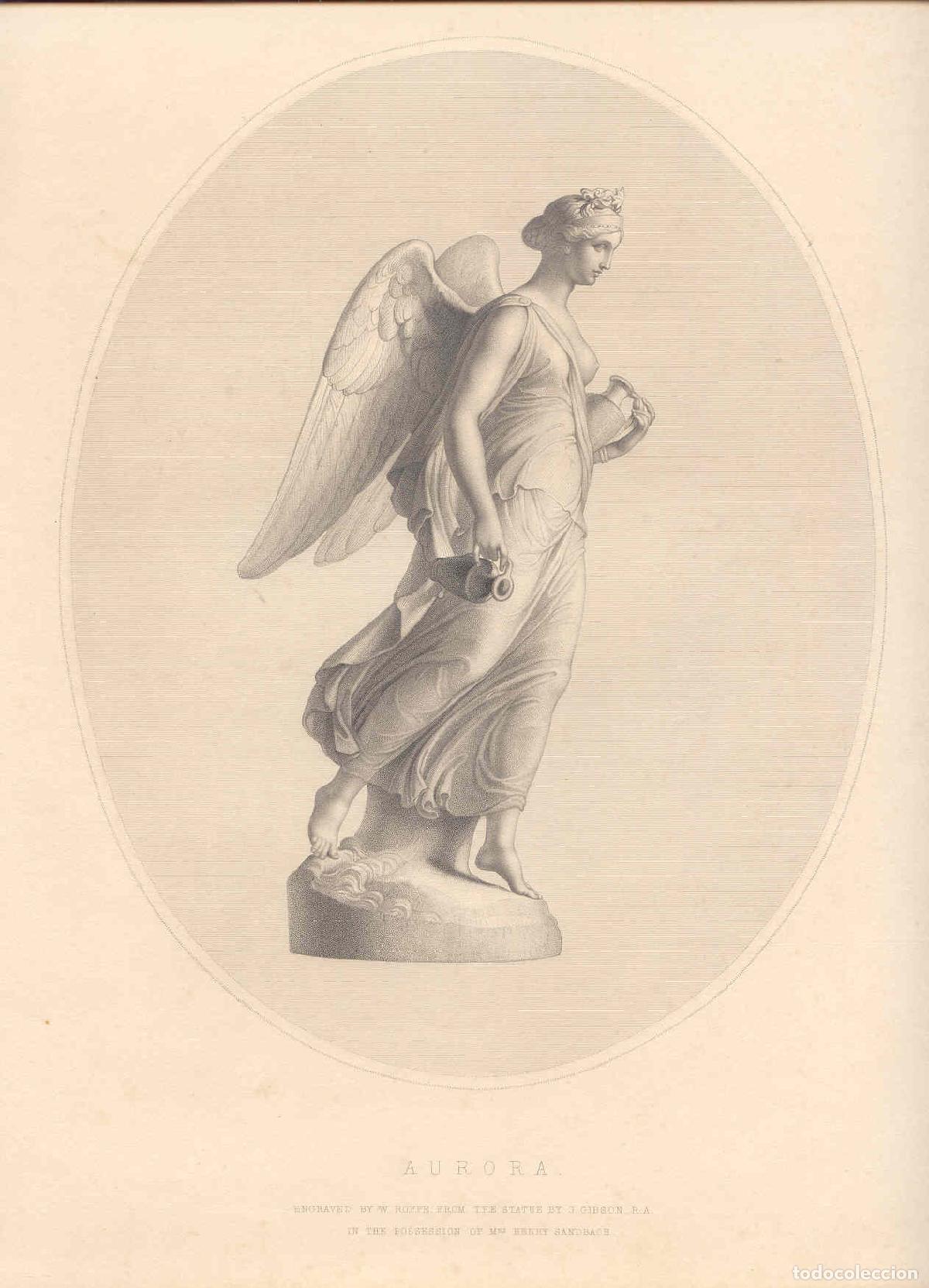 Arte: Aurora, estatua de John Gibson - Grabado original de W. Roffe - 1849