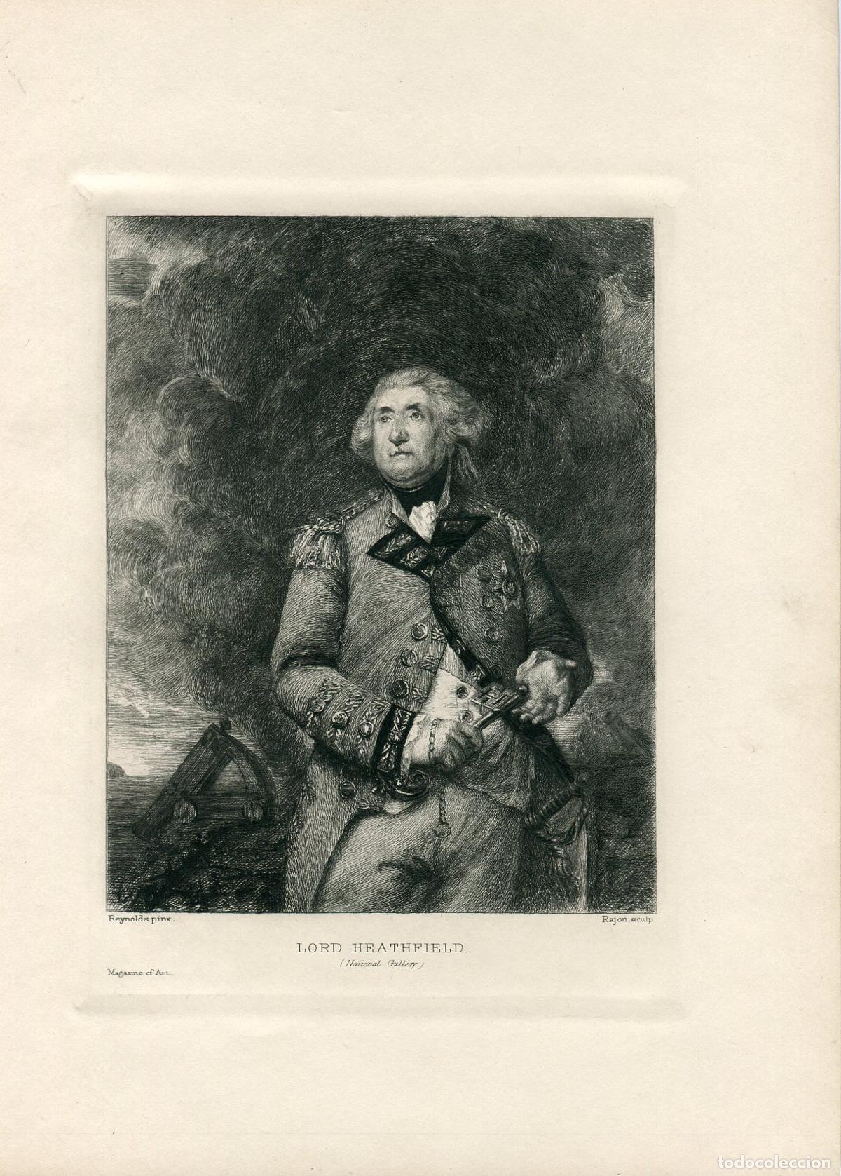 Arte: Lord Heathfield, defensor de Gibraltar - Aguafuerte seg&uacute;n Reynolds - Rajon