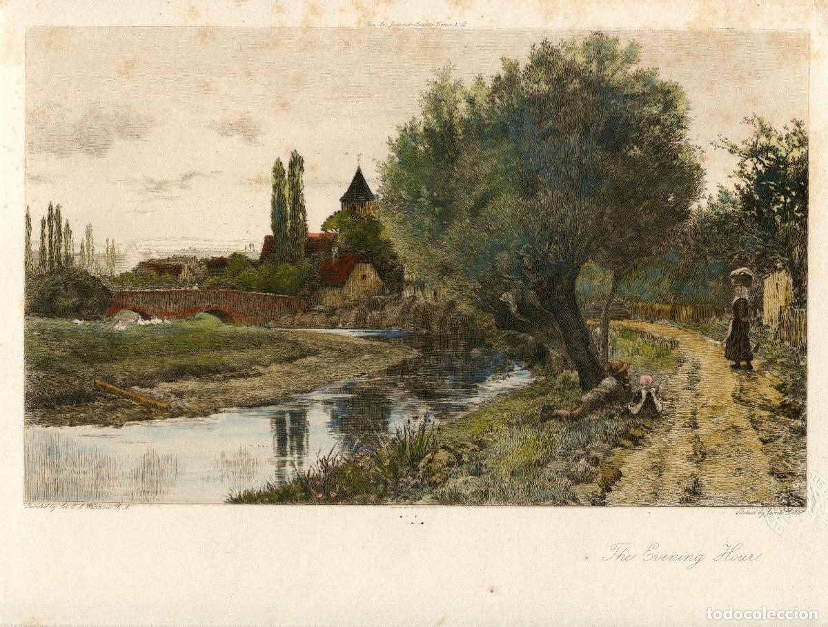 Arte: The Evening Hour - Aguafuerte coloreado a mano seg&uacute;n Waterlow - 1906