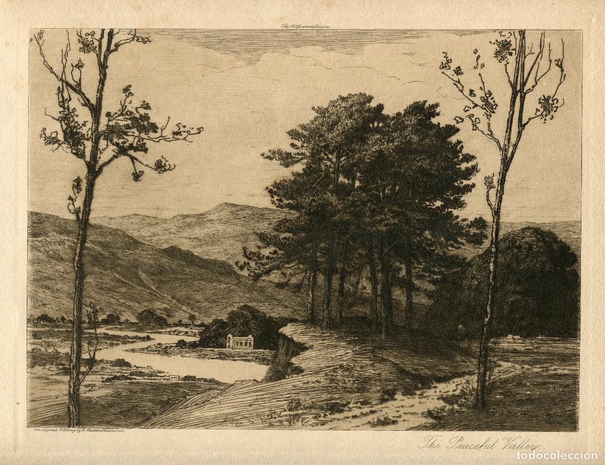 Art: The Peaceful Valley - Aguafuerte original de Eli Marsden Wilson - s. XX