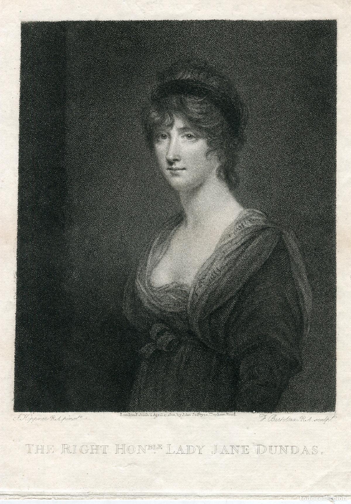 Arte: Lady Jane Dundas - Grabado original de Bartolozzi seg&uacute;n Hoppner - 1802