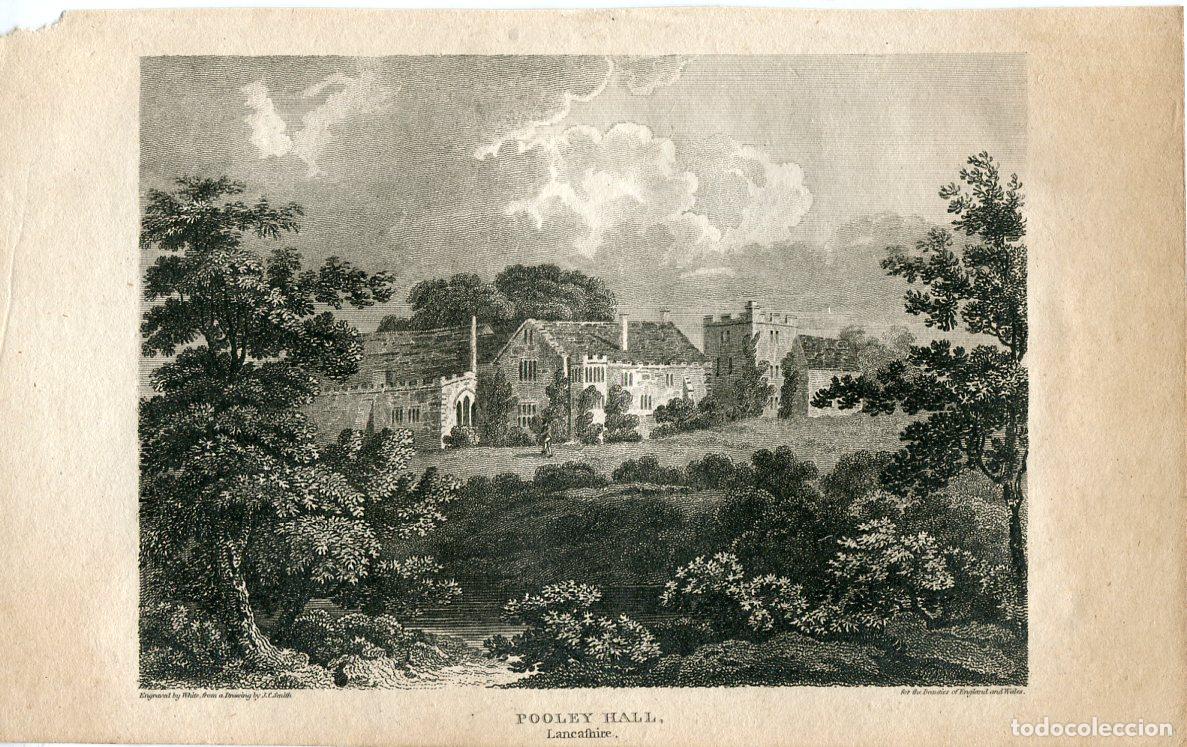 Arte: Pooley Hall, Lancashire - Grabado original de White seg&uacute;n J.C. Smith - 1811
