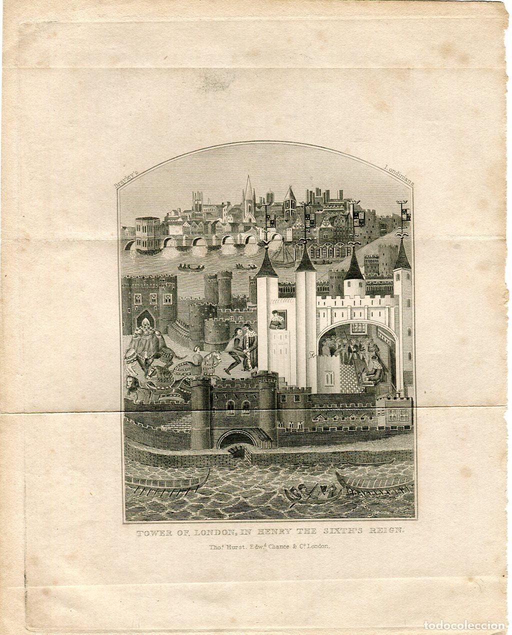 Arte: Torre de Londres en tiempos de Enrique VI - Grabado original Londiniana