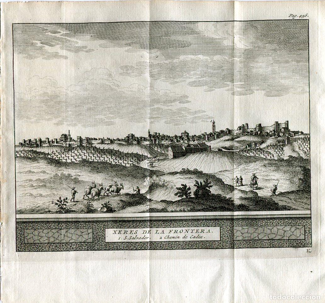 Arte: Jerez de la Frontera, C&aacute;diz - Grabado original 1707 - Pieter van der Aa