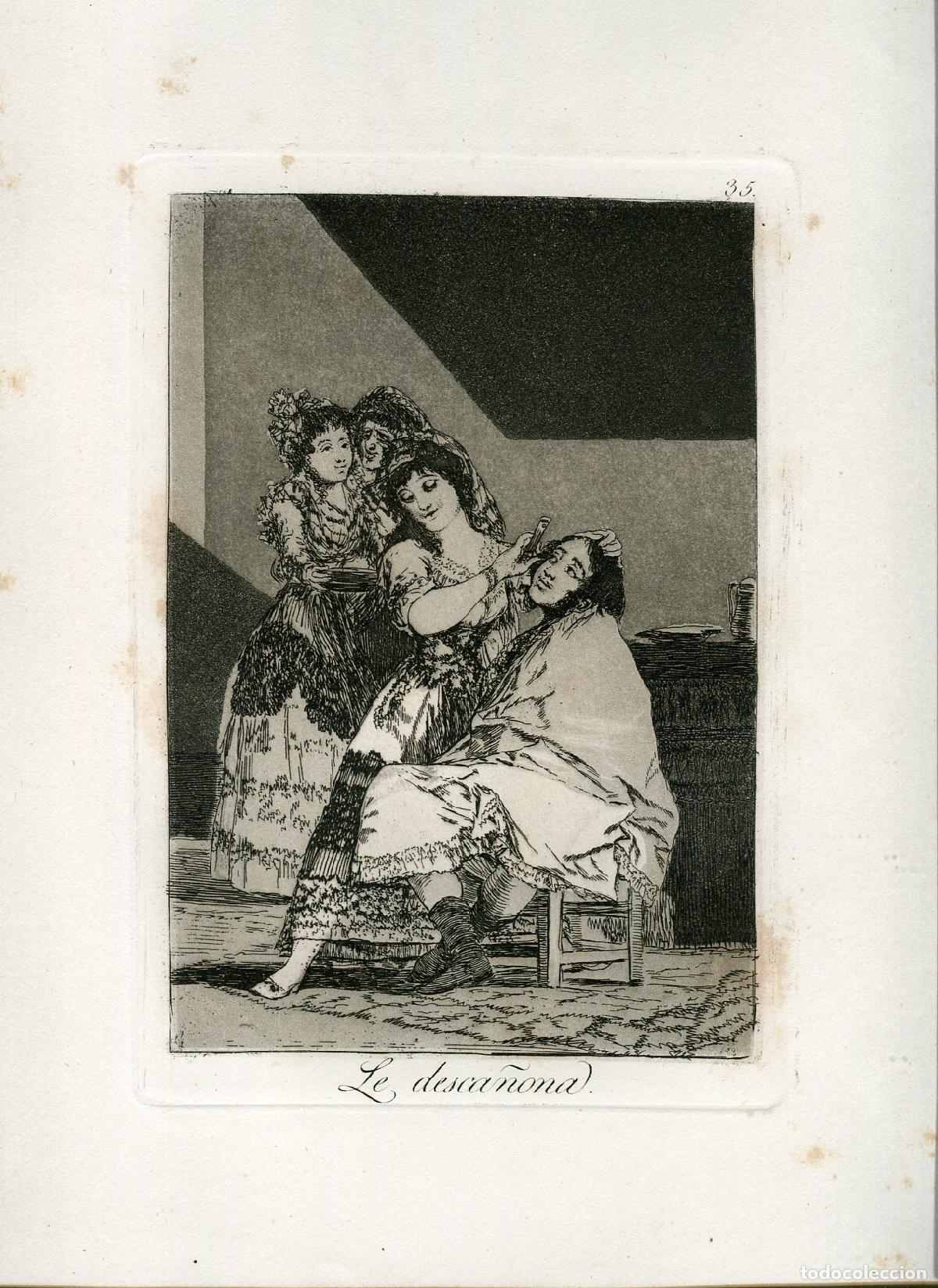 Arte: Le desca&ntilde;ona - Capricho 35 de Goya - Aguafuerte original 1881-1886