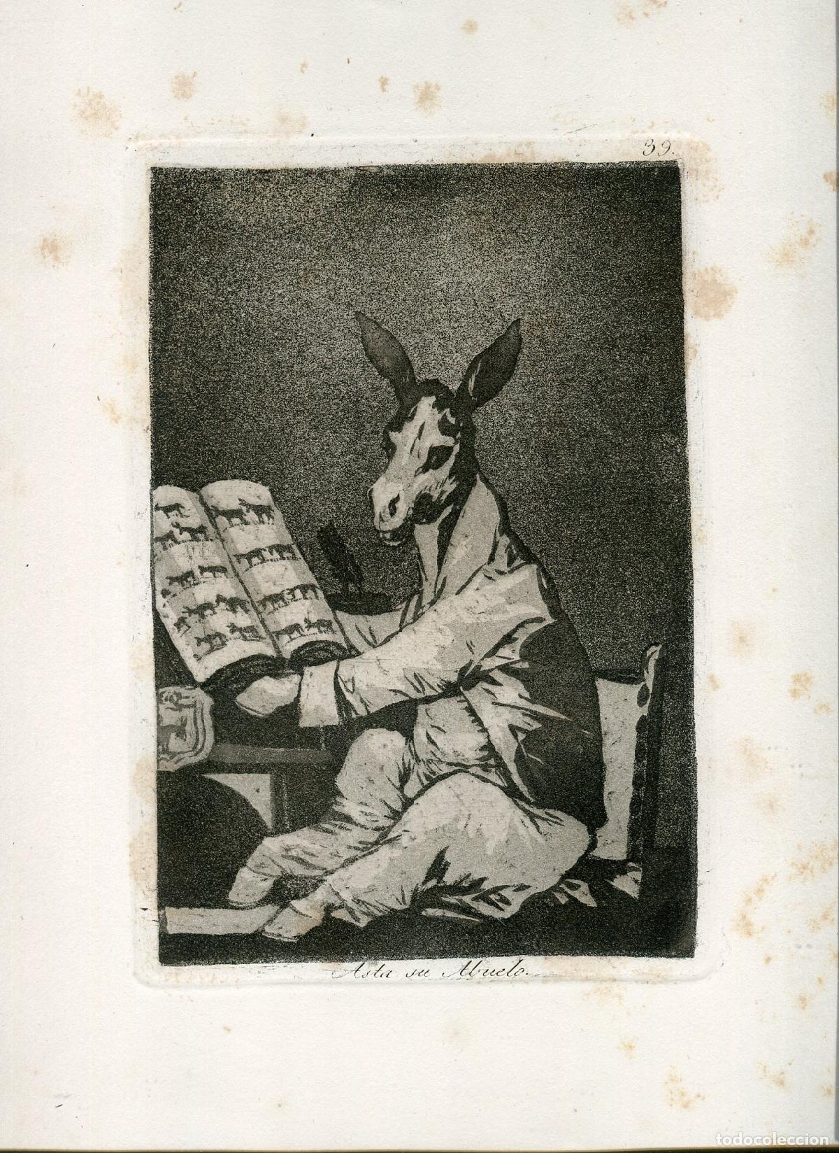 Arte: Asta su abuelo - Capricho 39 de Goya - Aguafuerte original 1881-1886
